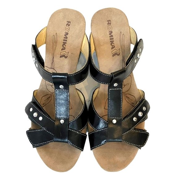 ROMIKA Black Jamaica Studded Nancy 02 COMFORT Block Heel SANDALS Sz 9/ MSRP $130 - Picture 4 of 16